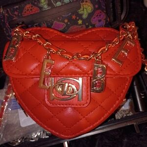 BEBE Red Heart-Shaped Quilted Bag